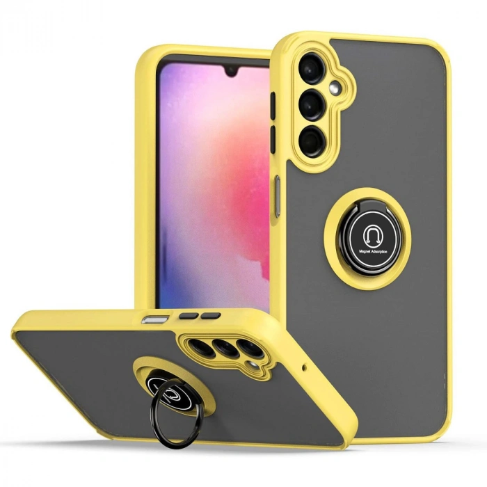 Newface Samsung Galaxy A05S Kılıf Montreal Yüzüklü Silikon Kapak - Sarı