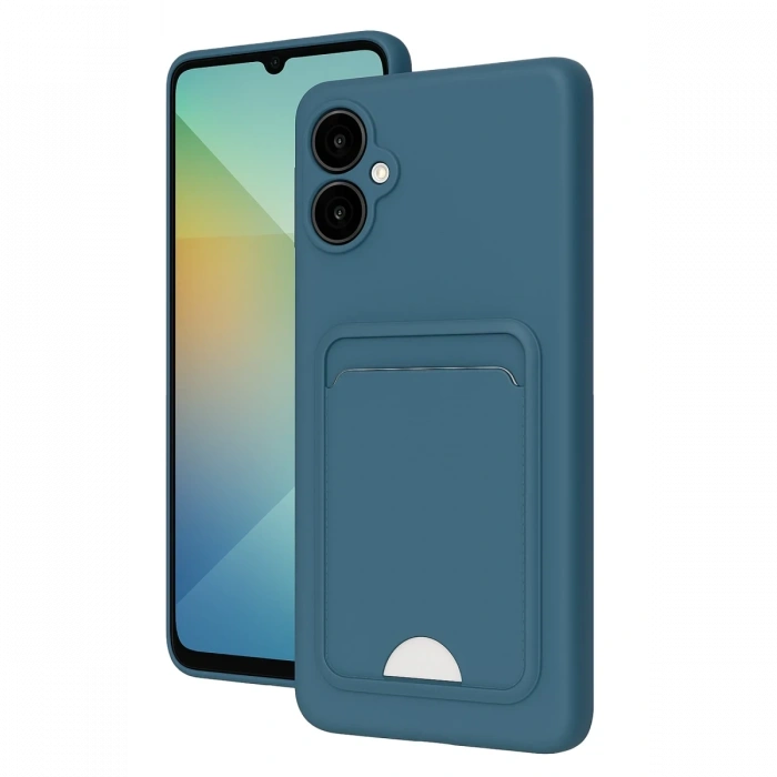 Newface Samsung Galaxy A06 Kılıf Kelvin Kartvizitli Silikon - Mavi