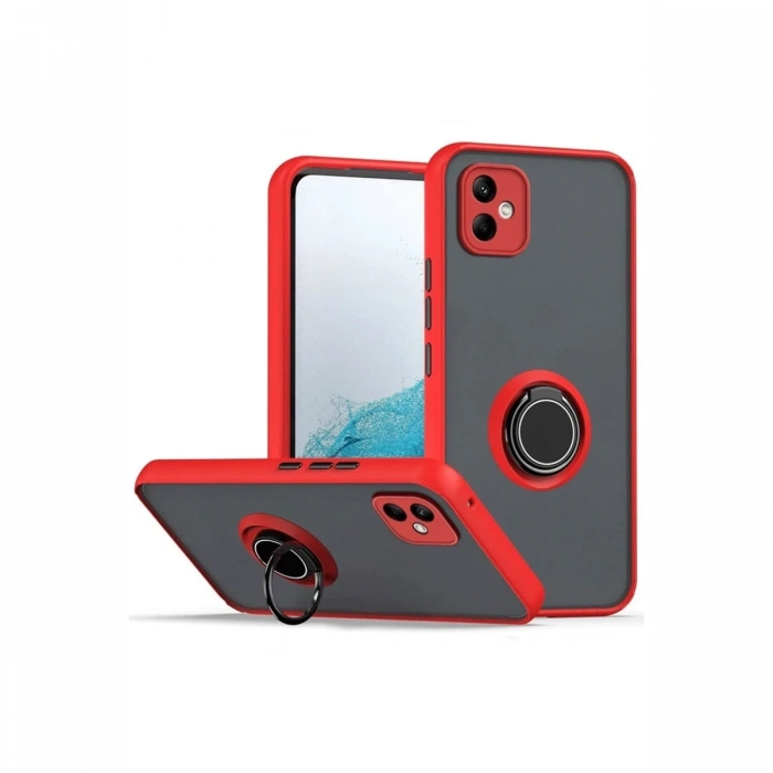 Newface Samsung Galaxy A06 Kılıf Montreal Yüzüklü Silikon Kapak - Kırmızı