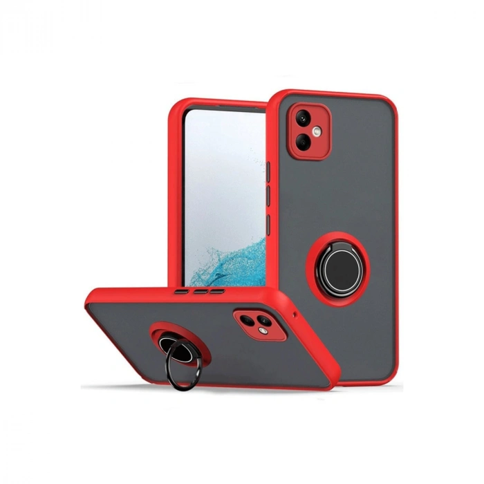 Newface Samsung Galaxy A06 Kılıf Montreal Yüzüklü Silikon Kapak - Kırmızı
