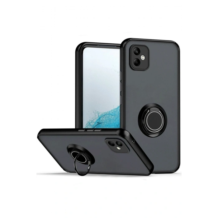 Newface Samsung Galaxy A06 Kılıf Montreal Yüzüklü Silikon Kapak - Siyah