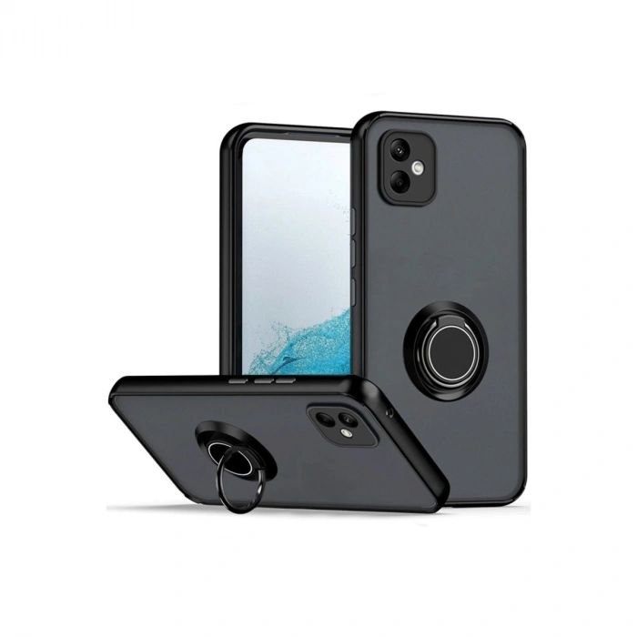 Newface Samsung Galaxy A06 Kılıf Montreal Yüzüklü Silikon Kapak - Siyah