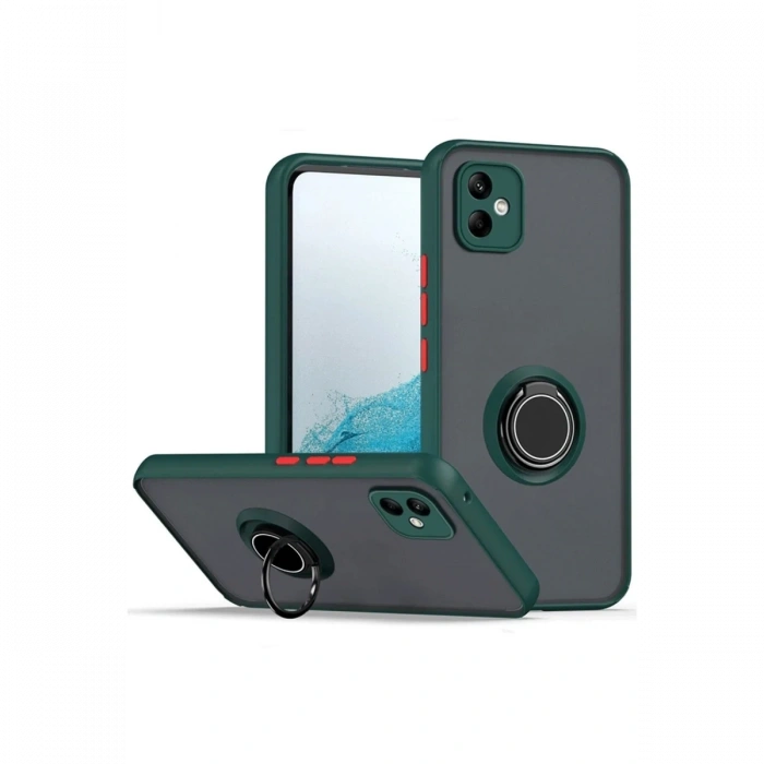 Newface Samsung Galaxy A06 Kılıf Montreal Yüzüklü Silikon Kapak - Yeşil
