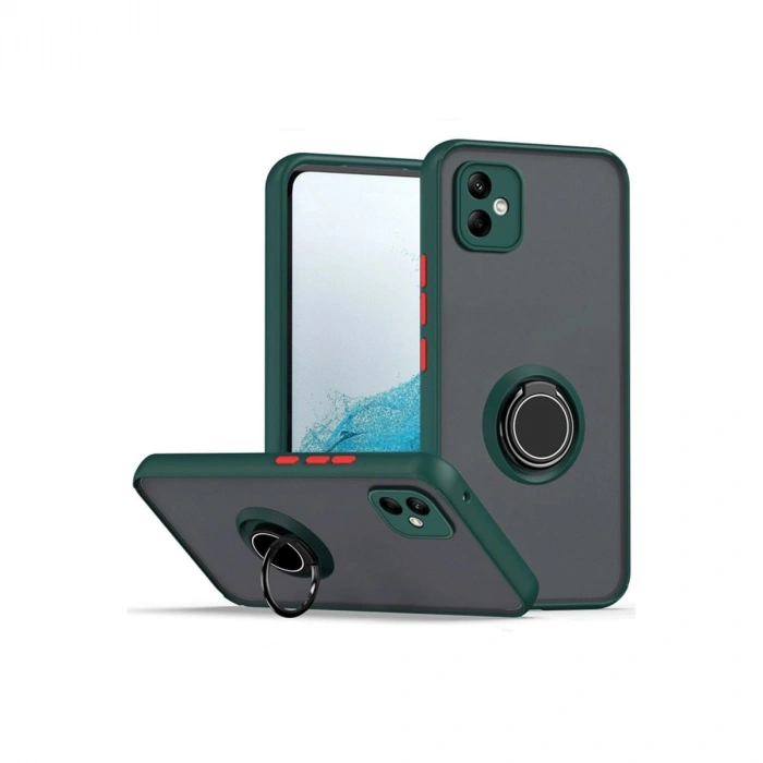 Newface Samsung Galaxy A06 Kılıf Montreal Yüzüklü Silikon Kapak - Yeşil