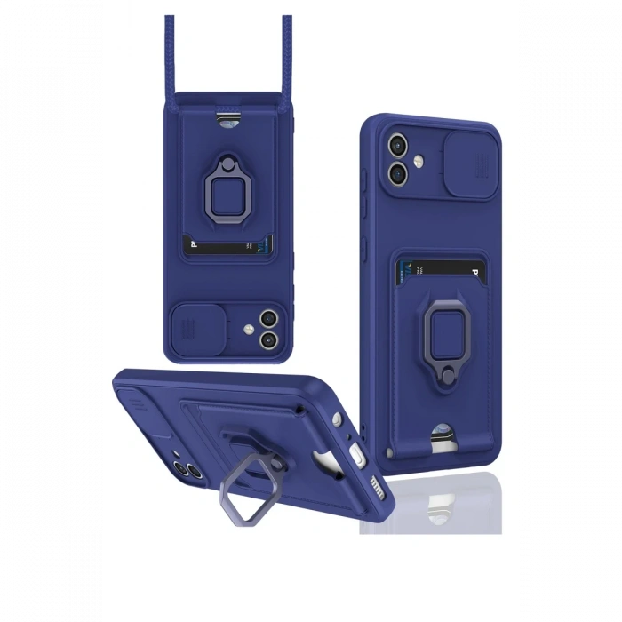 Newface Samsung Galaxy A06 Kılıf Zuma Kartvizitli Yüzüklü Silikon - Lacivert