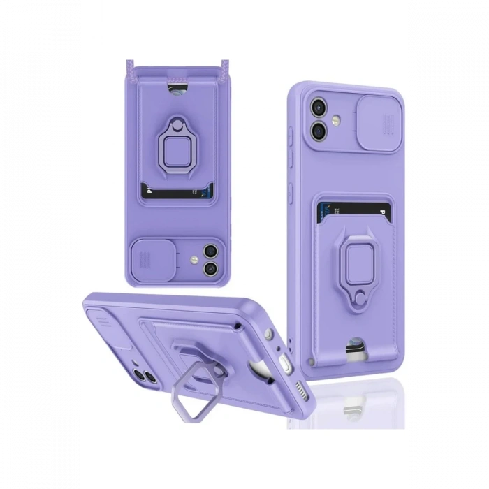 Newface Samsung Galaxy A06 Kılıf Zuma Kartvizitli Yüzüklü Silikon - Lila