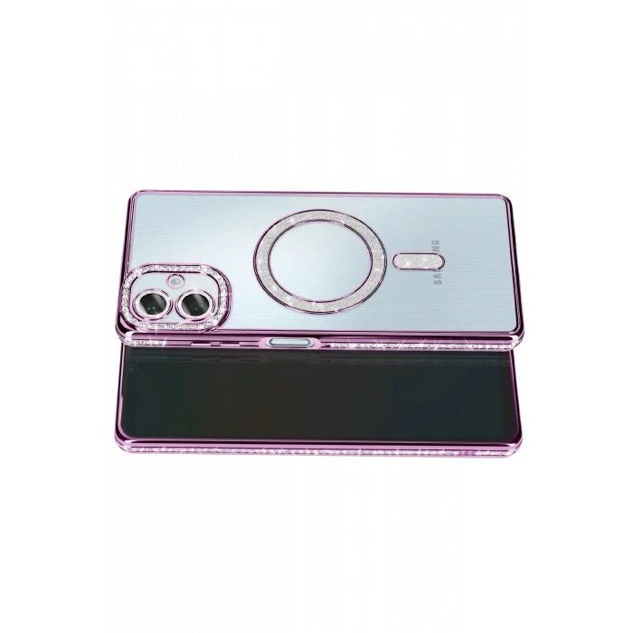 Newface Samsung Galaxy A07 4G Joke Simli Magneticsafe Kılıf - Derin Mor