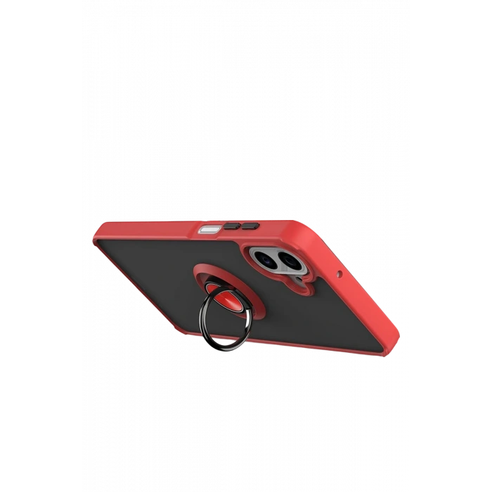 Newface Samsung Galaxy A07 4G Montreal Yüzüklü Silikon Kapak - Kırmızı