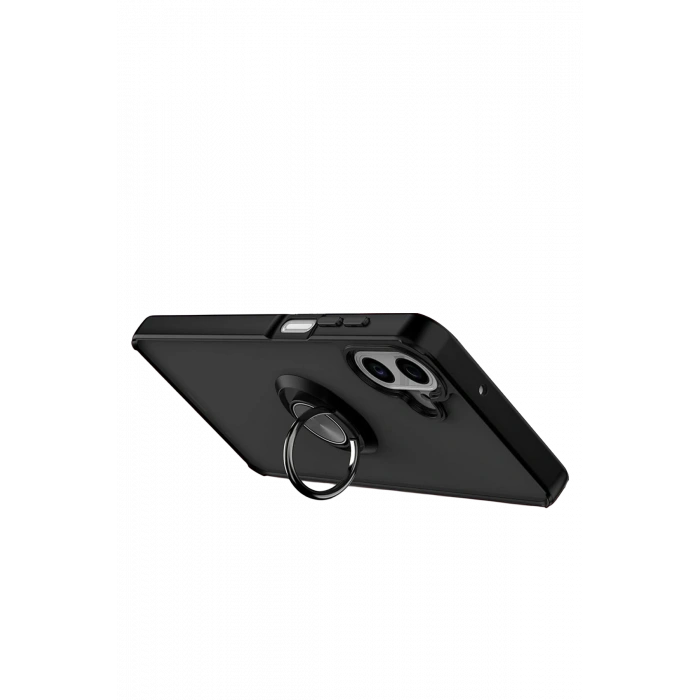 Newface Samsung Galaxy A07 4G Montreal Yüzüklü Silikon Kapak - Siyah