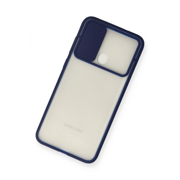 Newface Samsung Galaxy A11 Kılıf Palm Buzlu Kamera Sürgülü Silikon - Lacivert