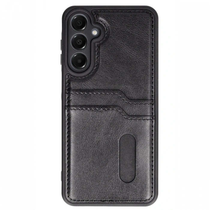 Newface Samsung Galaxy A15 4G Kılıf Sara Kartvizitli Deri Kılıf - Siyah