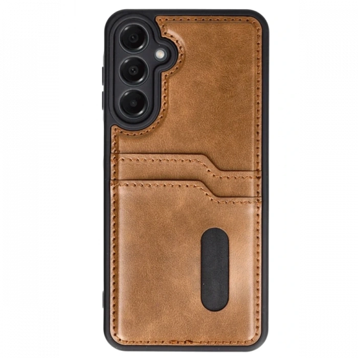 Newface Samsung Galaxy A15 4G Kılıf Sara Kartvizitli Deri Kılıf - Taba