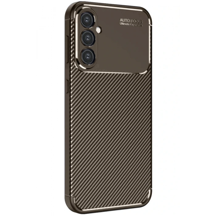 Newface Samsung Galaxy A16 5G Kılıf Auto Focus Karbon Kapak - Kahverengi