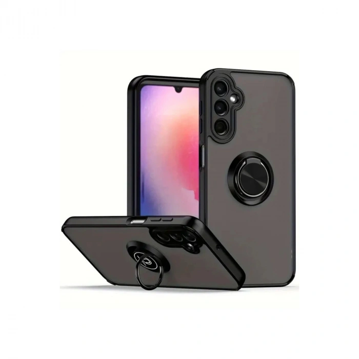 Newface Samsung Galaxy A17 5G Montreal Yüzüklü Silikon Kapak - Siyah