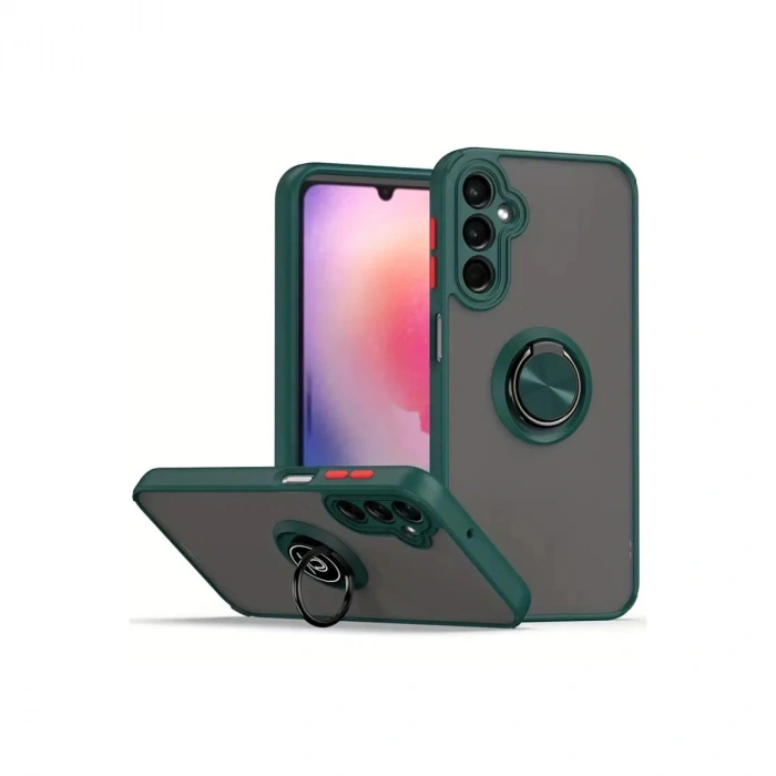 Newface Samsung Galaxy A17 5G Montreal Yüzüklü Silikon Kapak - Yeşil