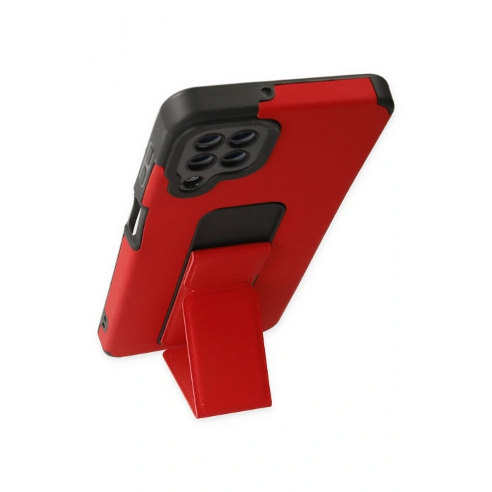 Newface Samsung Galaxy A22 Kılıf Mega Standlı Silikon - Kırmızı