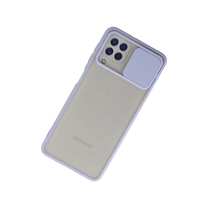 Newface Samsung Galaxy A22 Kılıf Palm Buzlu Kamera Sürgülü Silikon - Lila