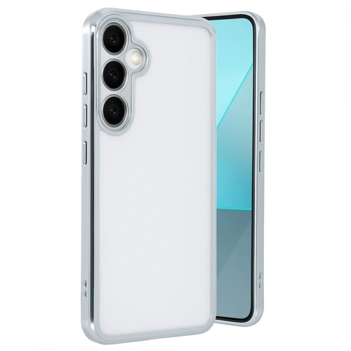 Newface Samsung Galaxy A24 4G Prime Kılıf Razer Lensli Silikon - Gümüş