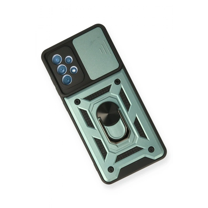 Newface Samsung Galaxy A32 Kılıf Pars Lens Yüzüklü Silikon - Yeşil