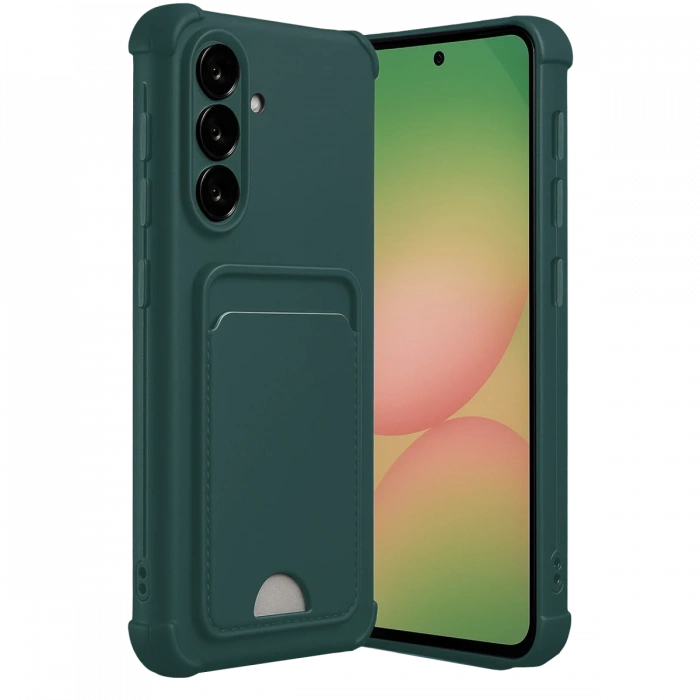 Newface Samsung Galaxy A36 Kılıf Kelvin Kartvizitli Silikon - Koyu Yeşil