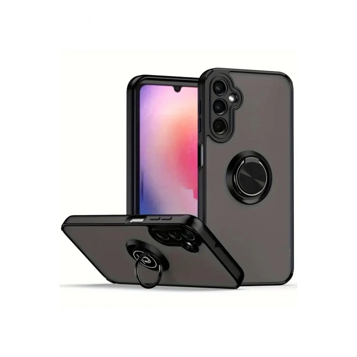 Newface Samsung Galaxy A36 Kılıf Montreal Yüzüklü Silikon Kapak - Siyah