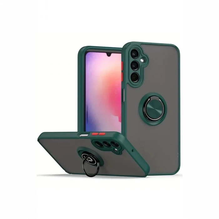 Newface Samsung Galaxy A36 Kılıf Montreal Yüzüklü Silikon Kapak - Yeşil