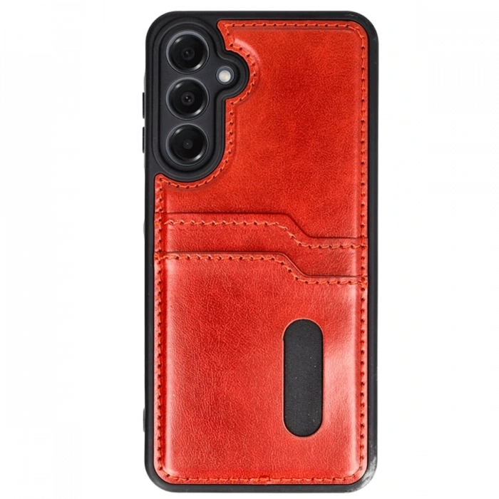 Newface Samsung Galaxy A36 Kılıf Sara Kartvizitli Deri Kılıf - Kırmızı