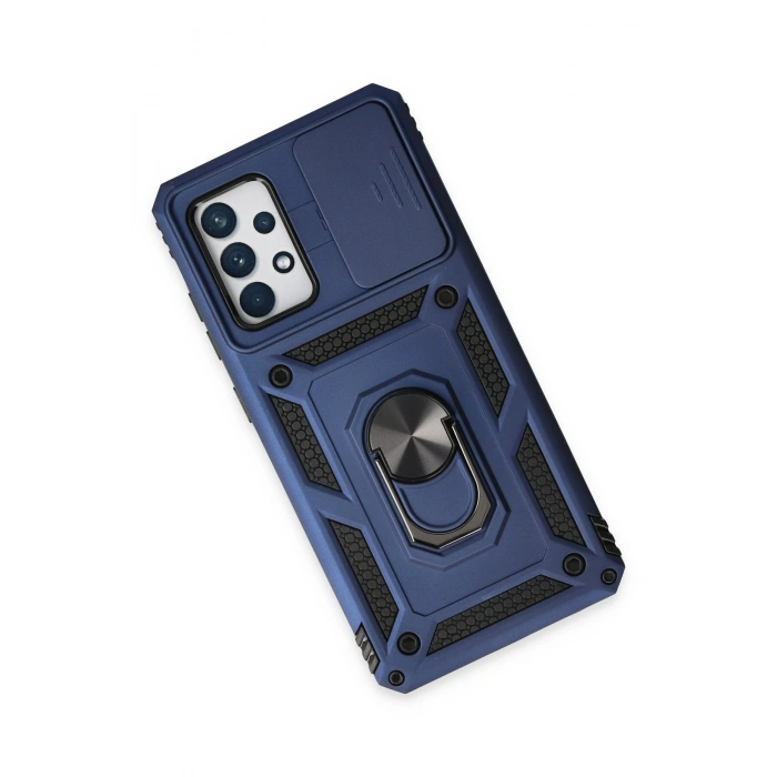 Newface Samsung Galaxy A52 Kılıf Pars Lens Yüzüklü Silikon - Lacivert