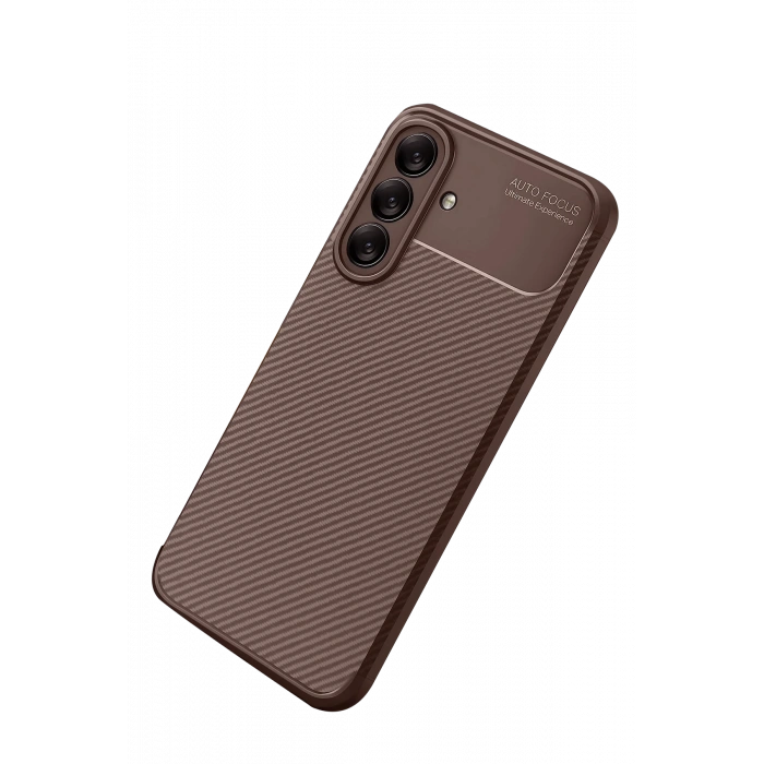 Newface Samsung Galaxy A56 Kılıf Auto Focus Karbon Kapak - Kahverengi