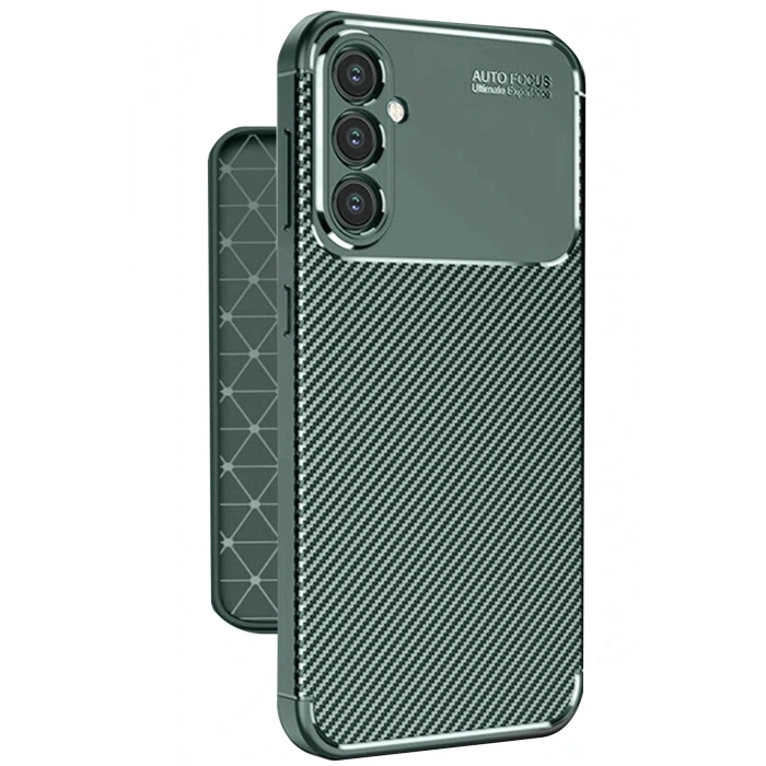 Newface Samsung Galaxy A56 Kılıf Auto Focus Karbon Kapak - Koyu Yeşil