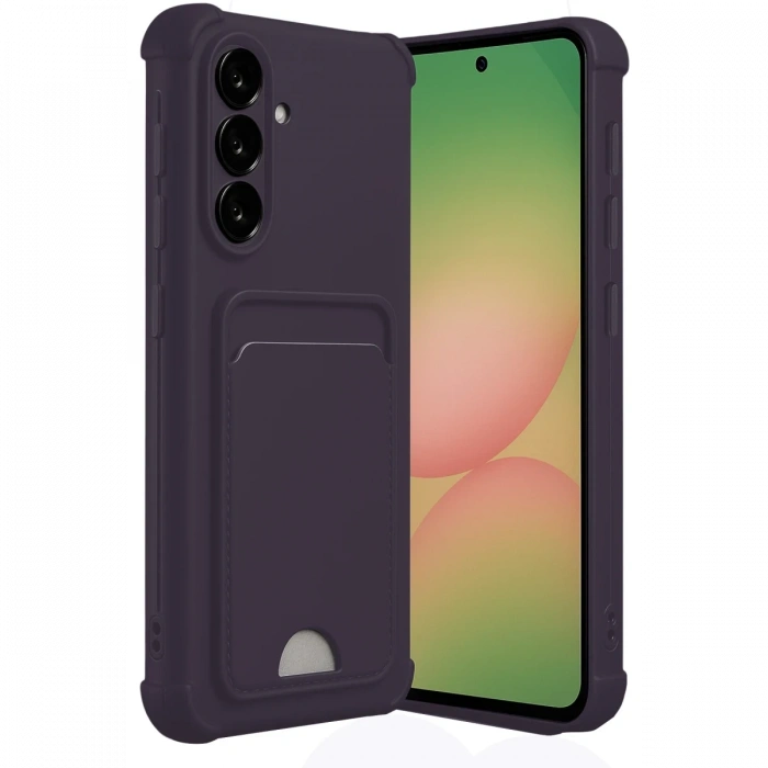 Newface Samsung Galaxy A56 Kılıf Kelvin Kartvizitli Silikon - Derin Mor