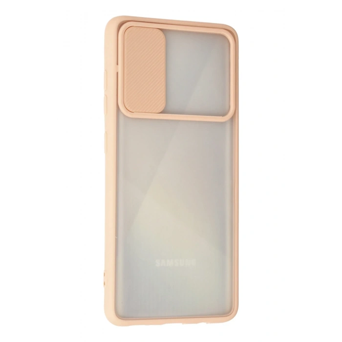 Newface Samsung Galaxy A71 Kılıf Palm Buzlu Kamera Sürgülü Silikon - Pembe