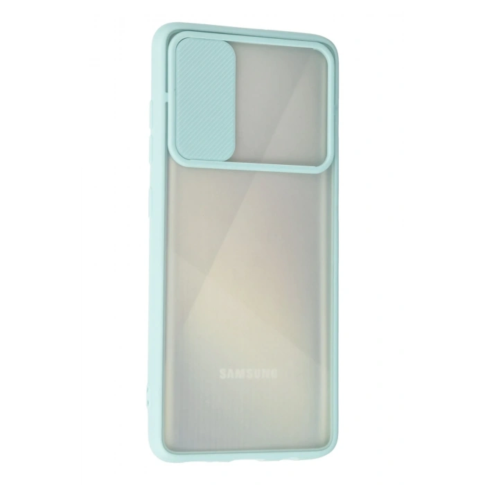 Newface Samsung Galaxy A71 Kılıf Palm Buzlu Kamera Sürgülü Silikon - Turkuaz