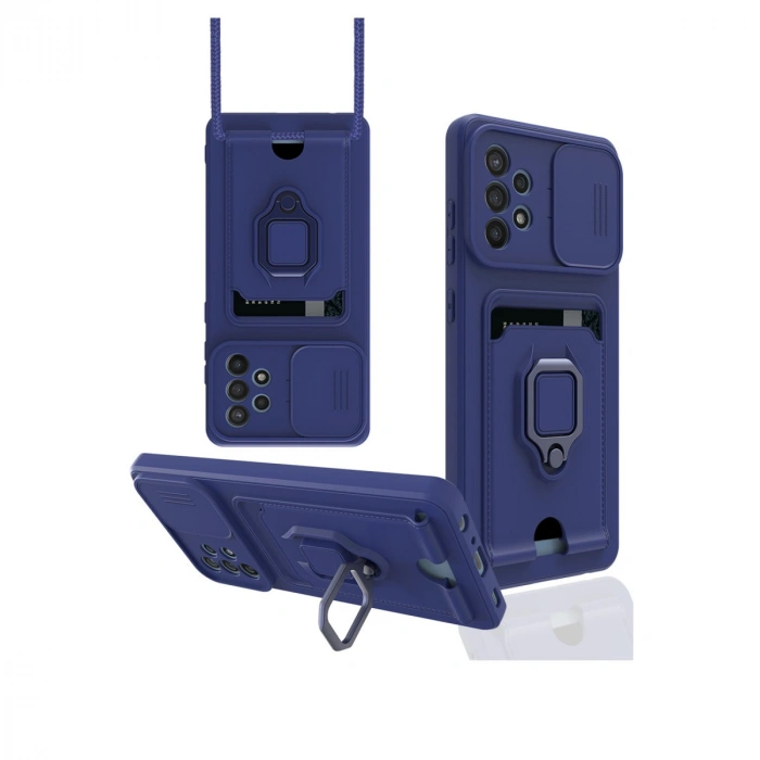 Newface Samsung Galaxy A72 Kılıf Zuma Kartvizitli Yüzüklü Silikon - Lacivert