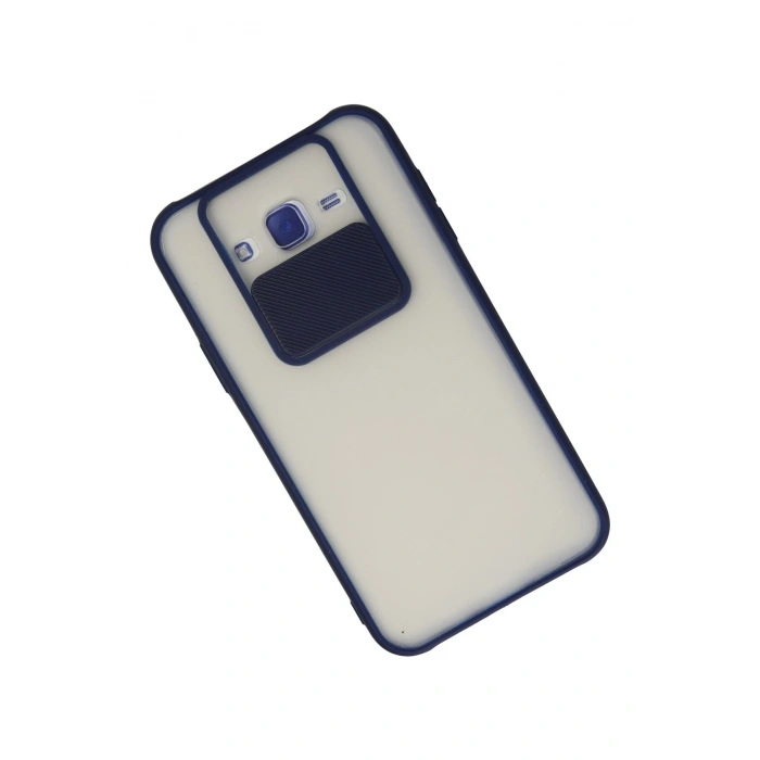 Newface Samsung Galaxy J7 Kılıf Palm Buzlu Kamera Sürgülü Silikon - Lacivert