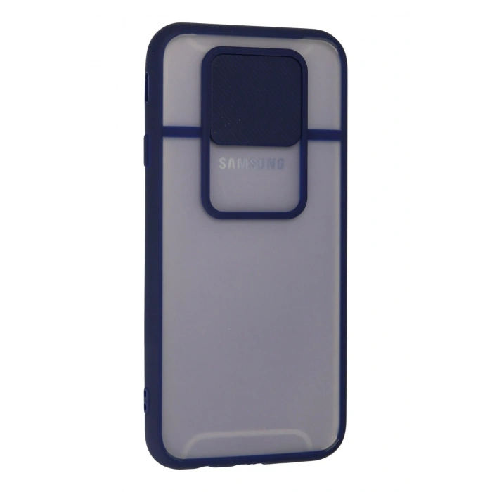 Newface Samsung Galaxy J7 Pro / J730 Kılıf Palm Buzlu Kamera Sürgülü Silikon - Lacivert