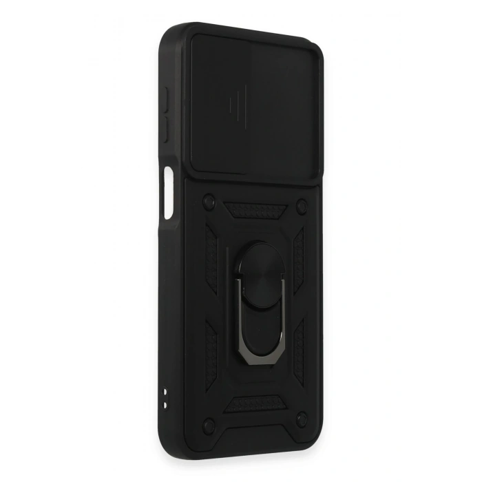 Newface Samsung Galaxy M34 5G Kılıf Pars Lens Yüzüklü Silikon - Siyah