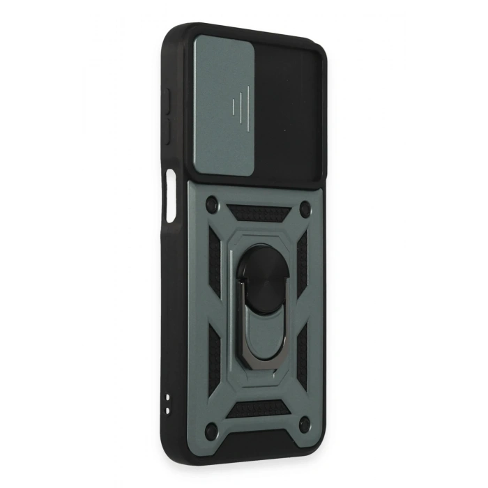 Newface Samsung Galaxy M34 5G Kılıf Pars Lens Yüzüklü Silikon - Yeşil