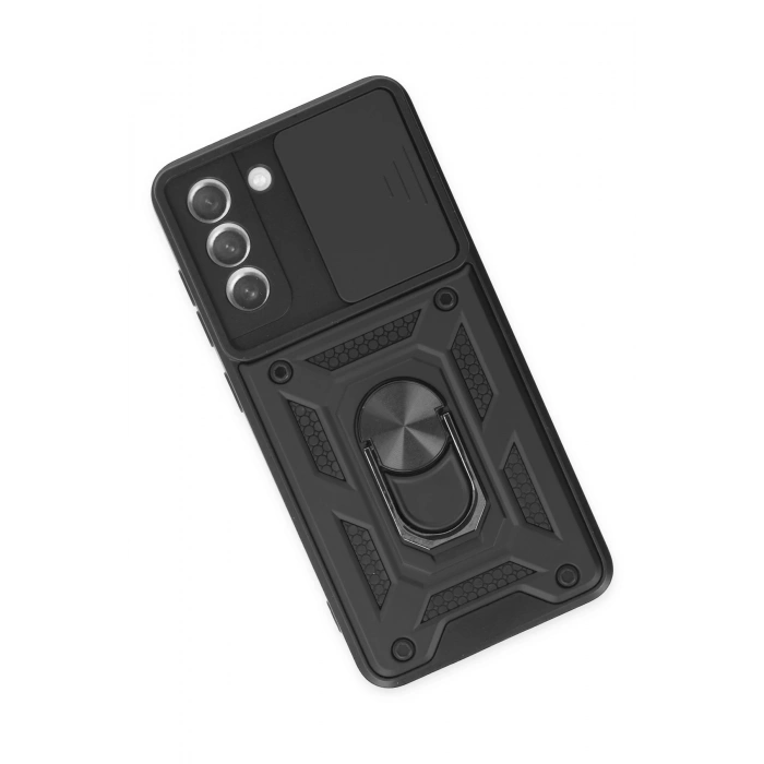 Newface Samsung Galaxy S21 FE Kılıf Pars Lens Yüzüklü Silikon - Siyah