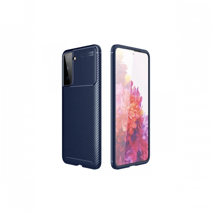 Newface Samsung Galaxy S21 Plus Kılıf Auto Focus Karbon Kapak - Lacivert