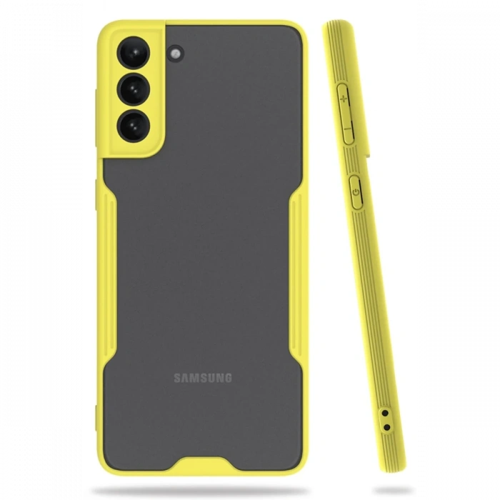 Newface Samsung Galaxy S21 Plus Kılıf Platin Silikon - Sarı