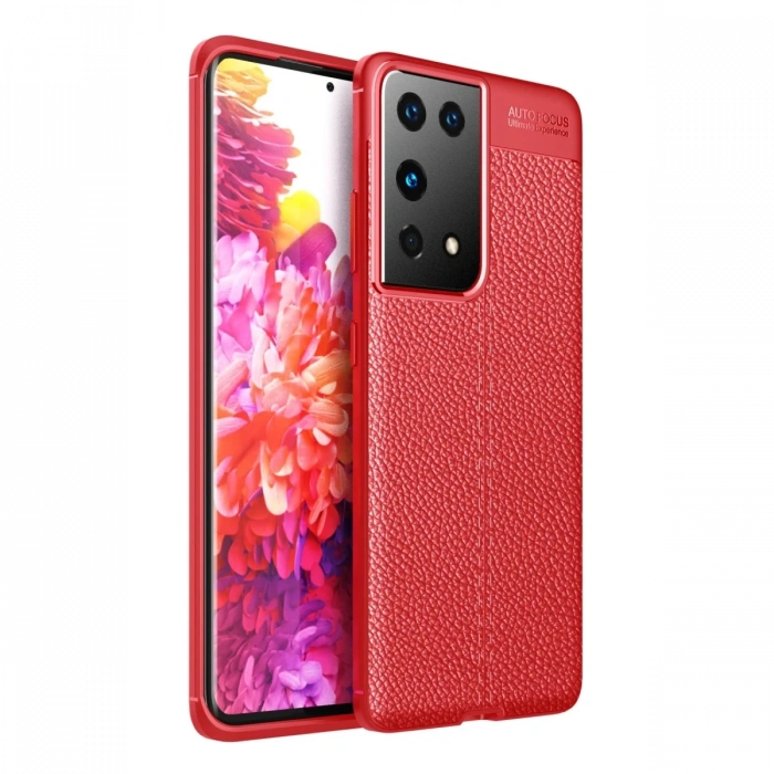 Newface Samsung Galaxy S21 Ultra Kılıf Auto Focus Kapak - Kırmızı