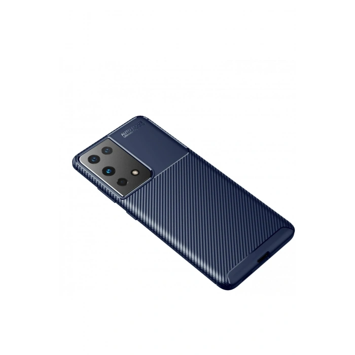 Newface Samsung Galaxy S21 Ultra Kılıf Auto Focus Karbon Kapak - Lacivert
