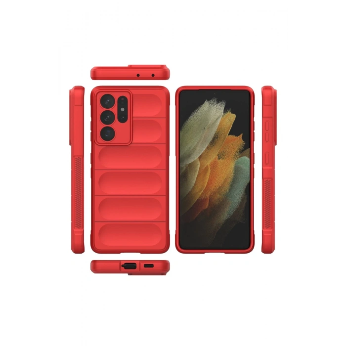 Newface Samsung Galaxy S21 Ultra Kılıf Optimum Silikon - Kırmızı