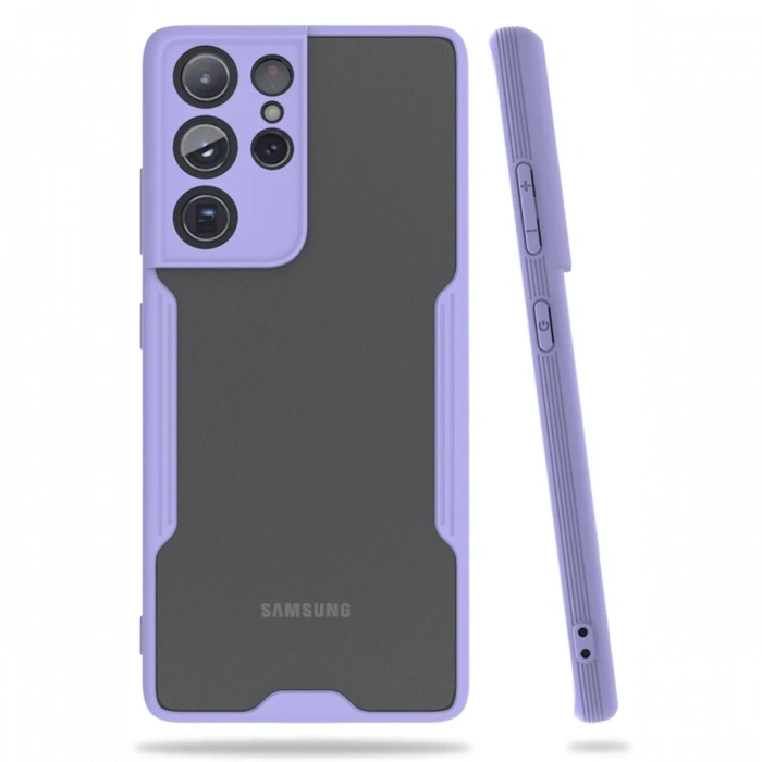 Newface Samsung Galaxy S21 Ultra Kılıf Platin Silikon - Lila