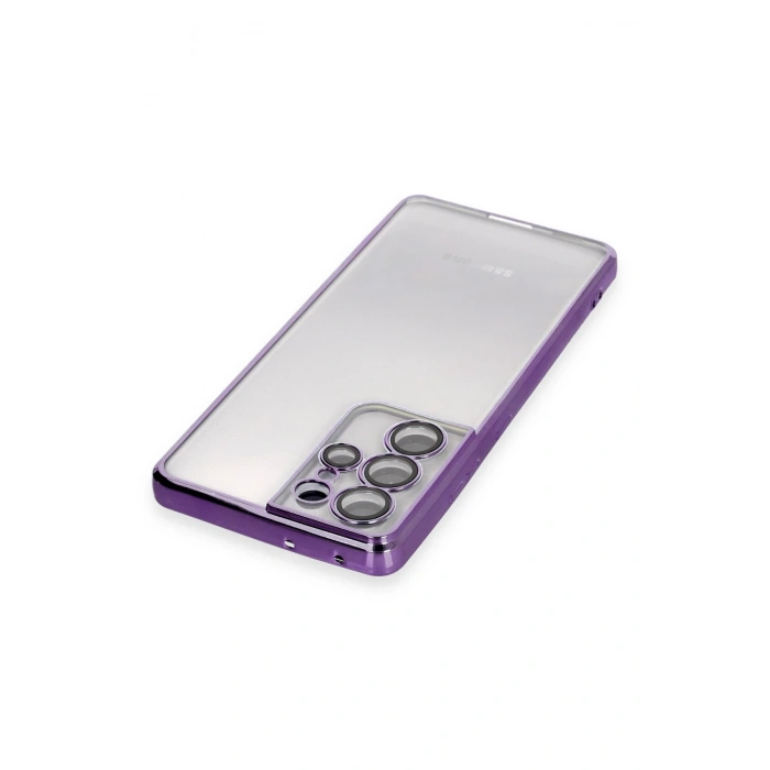 Newface Samsung Galaxy S21 Ultra Kılıf Razer Lensli Silikon - Mor