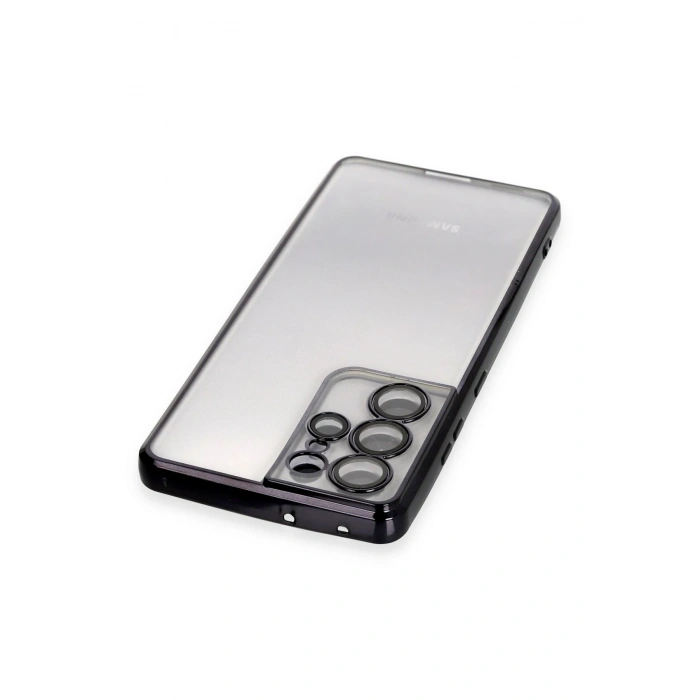 Newface Samsung Galaxy S21 Ultra Kılıf Razer Lensli Silikon - Siyah