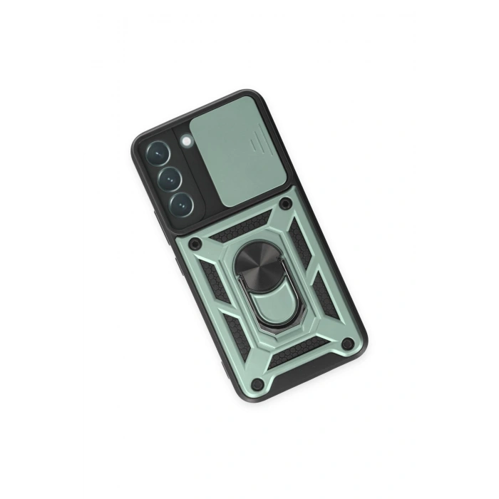 Newface Samsung Galaxy S23 FE Kılıf Pars Lens Yüzüklü Silikon - Yeşil