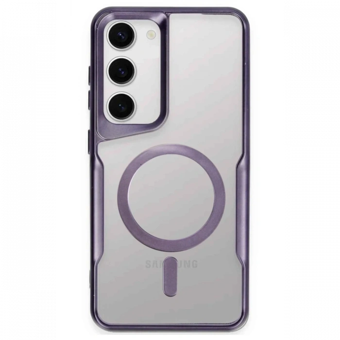 Newface Samsung Galaxy S23 Kılıf Boyi Magsafe Silikon Kapak - Derin Mor