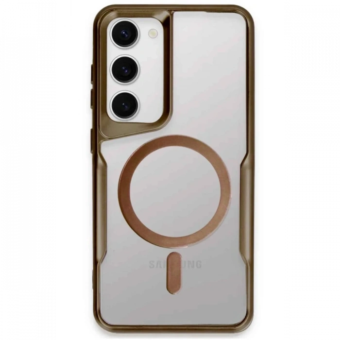 Newface Samsung Galaxy S23 Kılıf Boyi Magsafe Silikon Kapak - Kahverengi